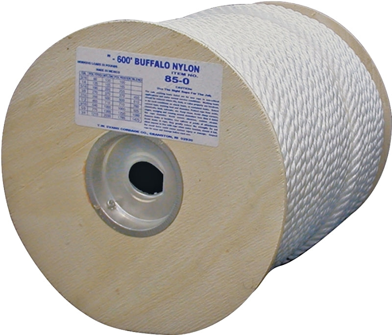 TW EVANS CORDAGE T.W. Evans Cordage 85-063 Rope, 3/8 in Dia, 300 ft L, 407 lb Working Load, Nylon, White HARDWARE & FARM SUPPLIES TW EVANS CORDAGE