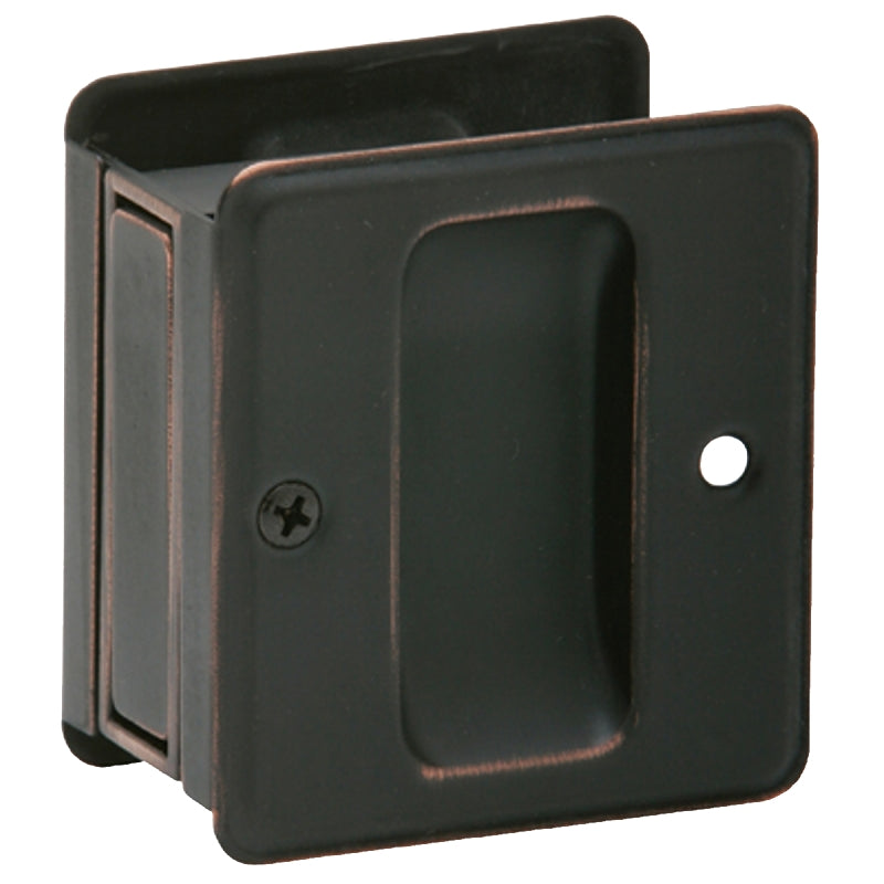 SCHLAGE BUILDERS HARDWARE Schlage SCP990B-716 Pocket Door Pull, 2-1/2 in W, 2-3/4 in H, Brass, Aged Bronze