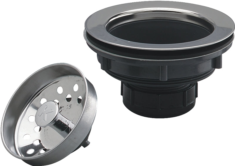 KEENEY Keeney 250SS Basket Strainer with Fixed Post, 4-3/8 in Dia, Plastic, 3-1/8 in Dia Mesh, For: 3-1/2 in Dia Opening Sink PLUMBING, HEATING & VENTILATION KEENEY