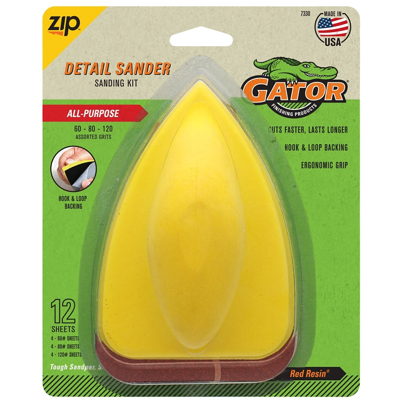 GATOR Gator Zip 7330 Sander Tool Kit, 5 in L, 3-1/2 in W, 50, 80, 120 Grit, Coarse, Fine, Medium