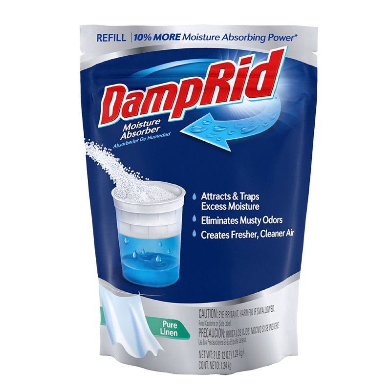 DAMPRID DampRid FG30PLSB Moisture Absorber Refill, 44 oz, Bag, Pure Linen