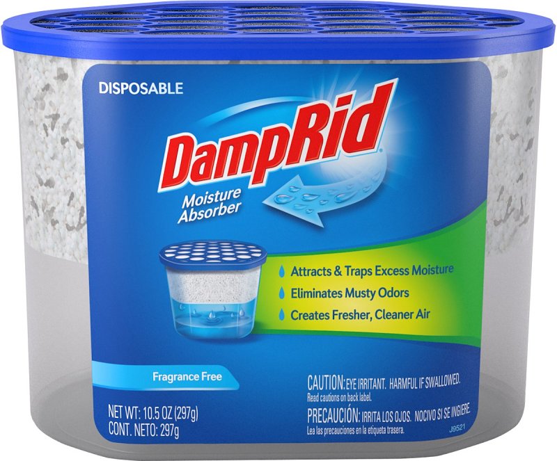 DAMPRID DampRid FG100 Fragrance-Free Disposable Moisture Absorber, 10.5 oz Tub, Solid
