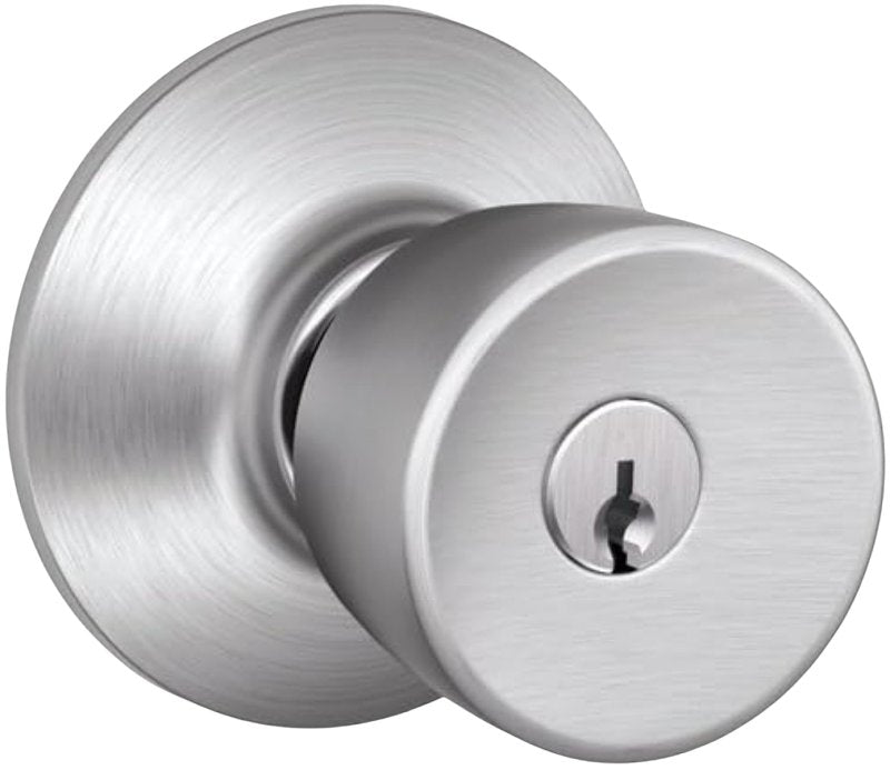 SCHLAGE LOCK Schlage F Series F51VBEL626 Entry Knob, Satin Chrome, C Keyway, Commercial, Residential, 2 Grade, Universal Hand HARDWARE & FARM SUPPLIES SCHLAGE LOCK