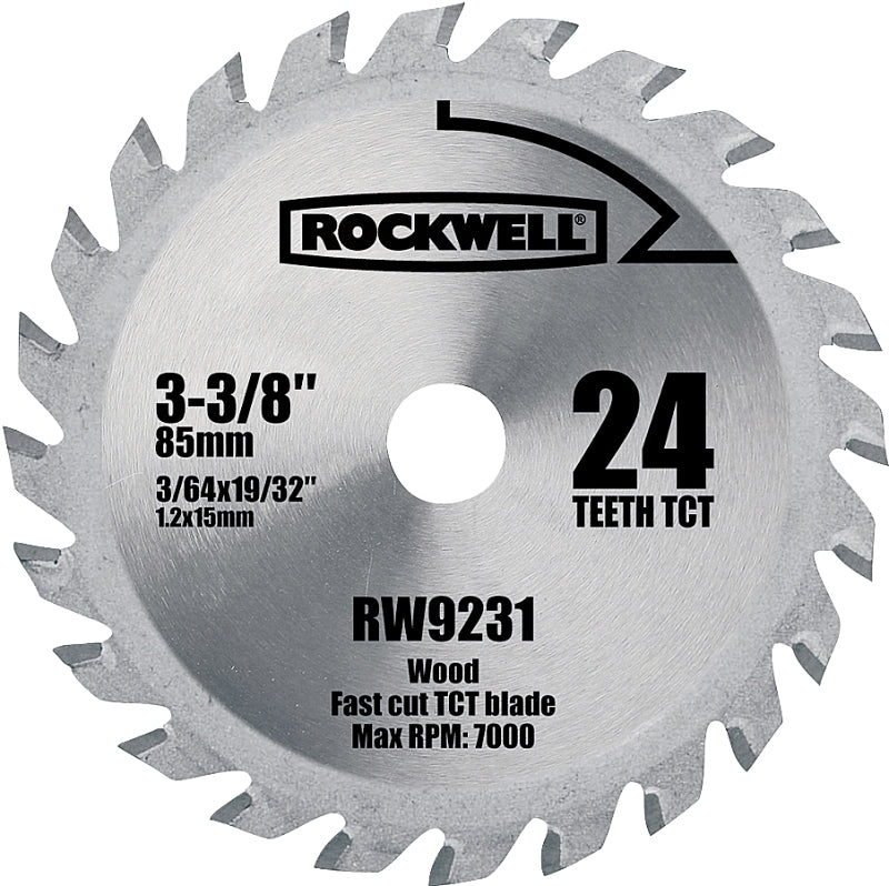 ROCKWELL Rockwell RW9231 Circular Saw Blade, 3-3/8 in Dia, 24-Teeth, Carbide Cutting Edge TOOLS ROCKWELL
