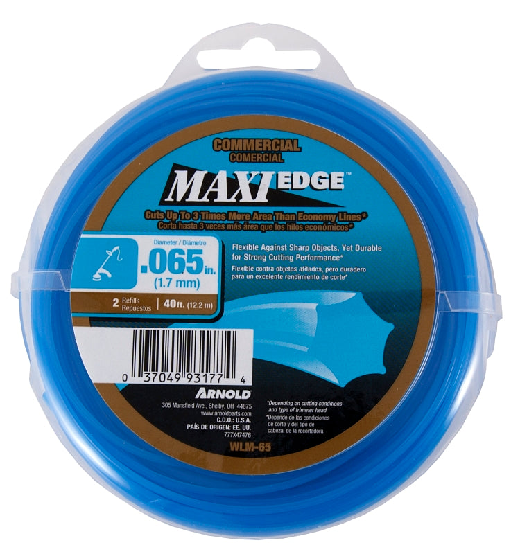 ARNOLD Arnold Maxi Edge Series WLM-65 Trimmer Line, 0.065 in Dia, 40 ft L, Polymer, Blue OUTDOOR LIVING & POWER EQUIPMENT ARNOLD