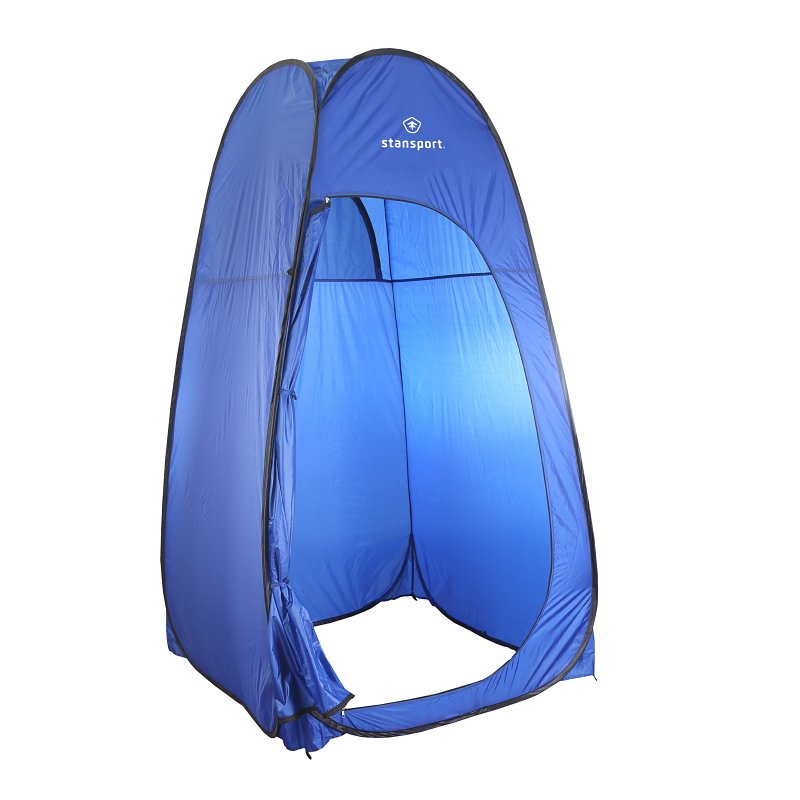 STANSPORT Stansport 738 Pop-Up Privacy Shelter, 48 in L, 48 in W, 84 in H, Polyethylene, Blue, Polyethylene Fabric, Blue Fabric