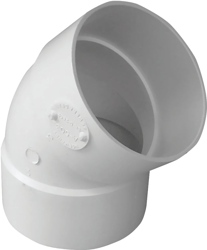IPEX USA LLC-CANPLAS Canplas 414186BC Pipe Elbow, 6 in, Hub, 45 deg Angle, PVC, White