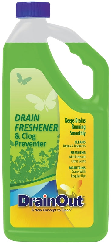 GLISTEN Drain OUT DOF0632N Drain Cleaner and Freshener, Liquid, Green, Citrus, 32 oz, Bottle