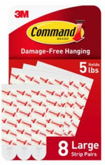 COMMAND Command 17023-8ESF Large Replacement Strip, 0.747 in W, 3.643 in L, 1/2 in Thick, Foam Backing, White, 2.2 kg