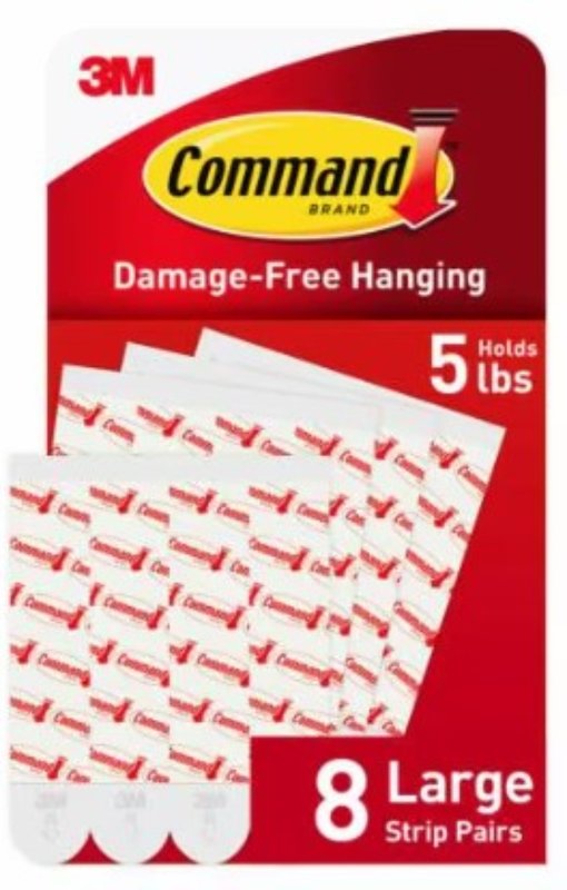 COMMAND Command 17023-8ESF Large Replacement Strip, 0.747 in W, 3.643 in L, 1/2 in Thick, Foam Backing, White, 2.2 kg