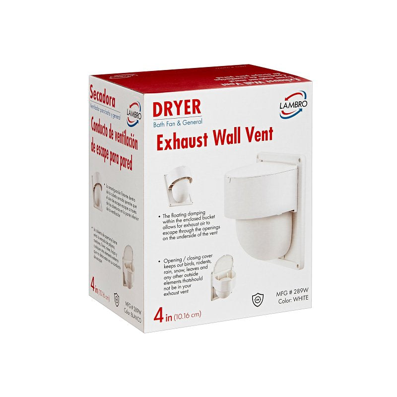 LAMBRO Lambro 289W Dryer Vent Seal, ABS, White