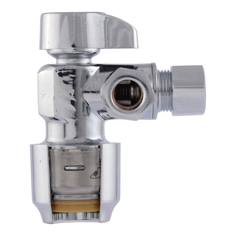SHARKBITE SharkBite Max Series UR25558 Dual Outlet Angle Stop Ball Valve, 1/2 x 3/8 x 3/8 in Connection, 125 psi Pressure