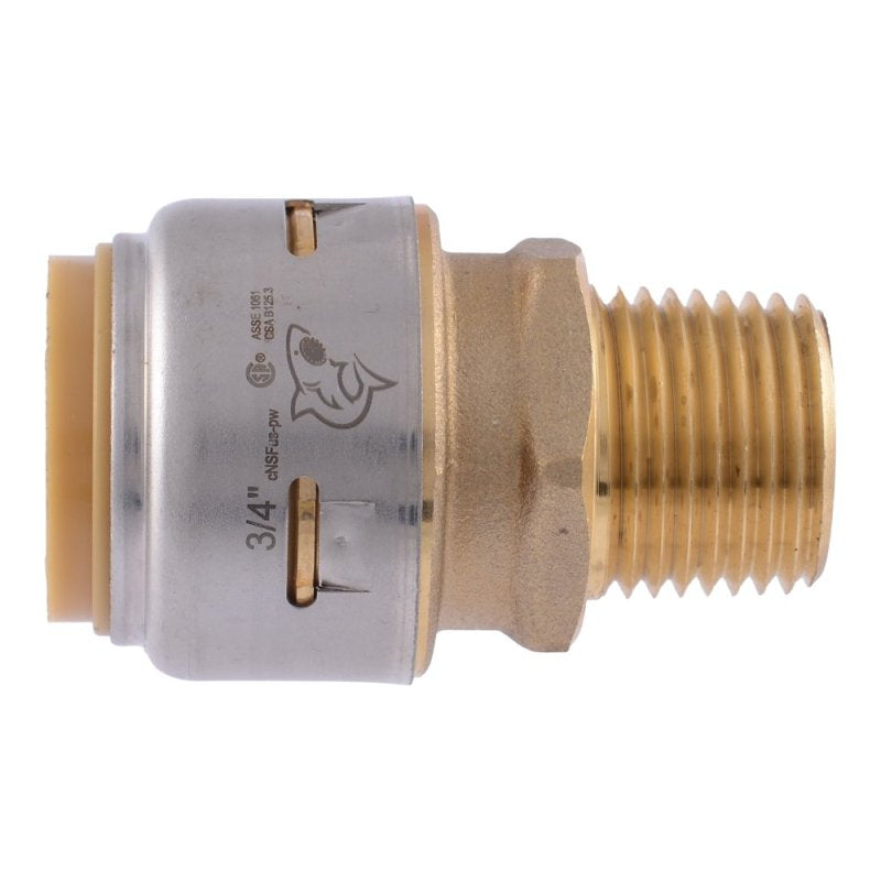 SHARKBITE SharkBite Max Series UR138A Pipe Coupling, 1/2 x 3/4 in, Brass, 250 psi Pressure