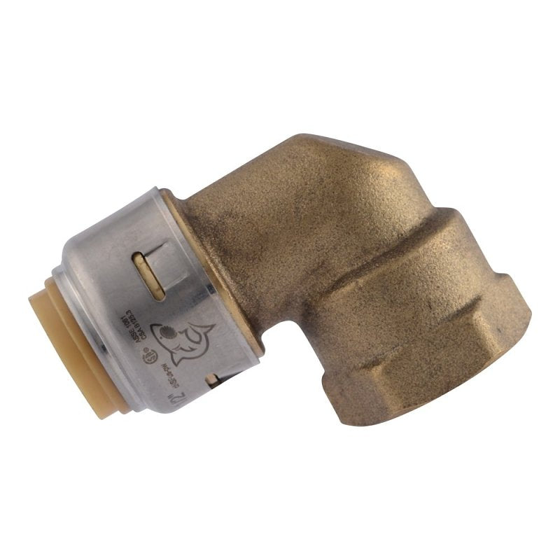 SHARKBITE SharkBite UR308A Adapter Elbow, 1/2 in, 90 deg Angle, Brass, 200 psi Pressure