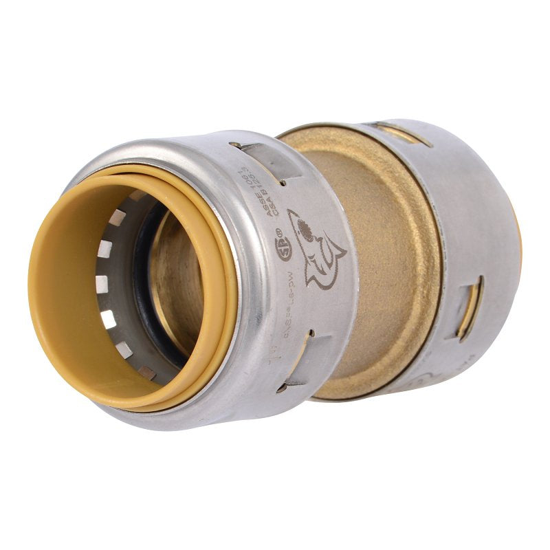 SHARKBITE SharkBite Max Series UR020A Push-to-Connect Coupling, 1 in, Brass/Stainless Steel, 400 psi Pressure