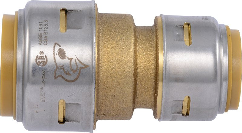 SHARKBITE SharkBite Max Series UR060A Reducing Coupling, 1 x 3/4 in, Brass/Stainless Steel, 400 psi Pressure