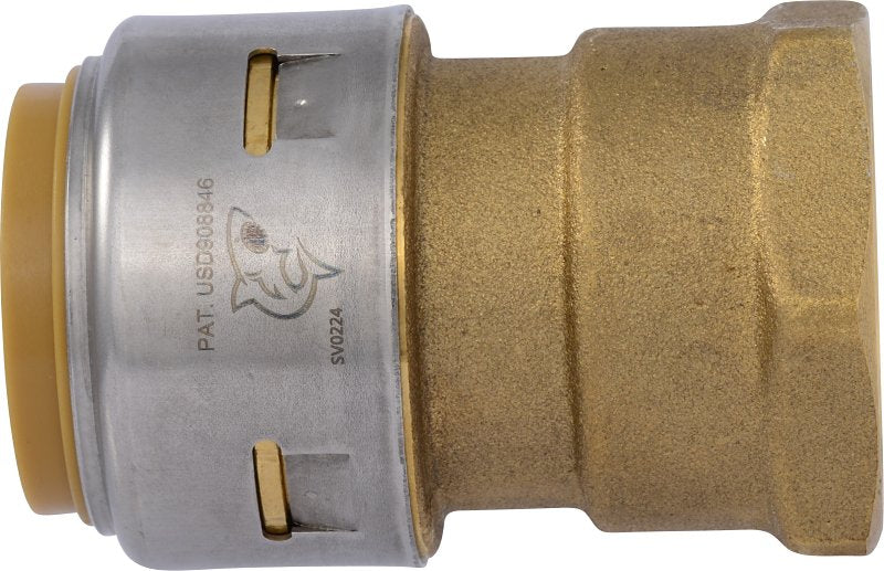 SHARKBITE SharkBite Max Series UR094A Adapter, 1 in, Push-To-Connect x FNPT, Brass/Stainless Steel, 400 psi Pressure PLUMBING, HEATING & VENTILATION SHARKBITE
