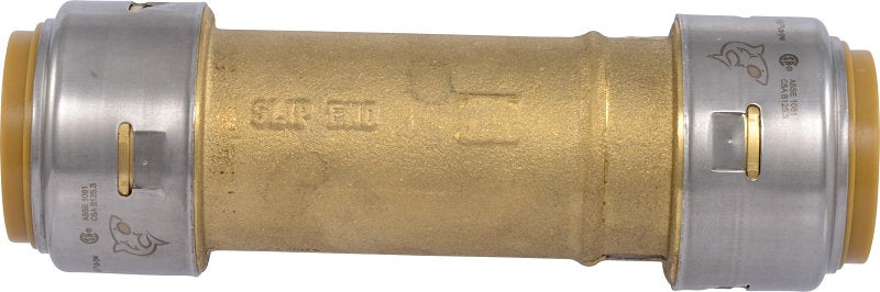 SHARKBITE SharkBite Max Series UR3020A Push-to-Connect Slip Coupling, 1 in, Brass/Stainless Steel, 400 psi Pressure