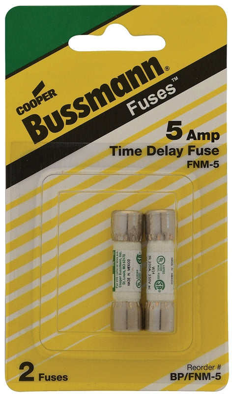 BUSSMANN Bussmann BP/FNM-5 Time Delay Fuse, 5 A, 250 V, 200 A, 10 kA Interrupt, Melamine Body ELECTRICAL BUSSMANN