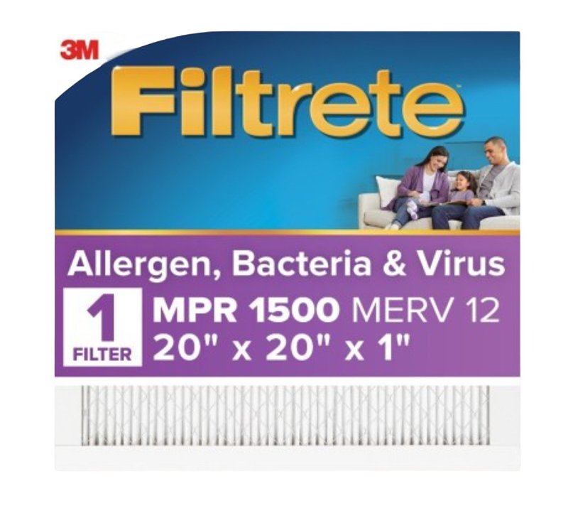 FILTRETE Filtrete 2002-4 Air Filter, 20 in L, 20 in W, 12 MERV, 1500 MPR, For: Air Conditioner, Furnace and HVAC System