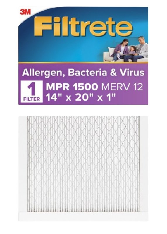 FILTRETE Filtrete 2005DC-6 Air Filter, Electrostatic, Pleated, Ultra Allergen Reduction, 1 in Thick, 20 in L, 14 in W, 11 MERV
