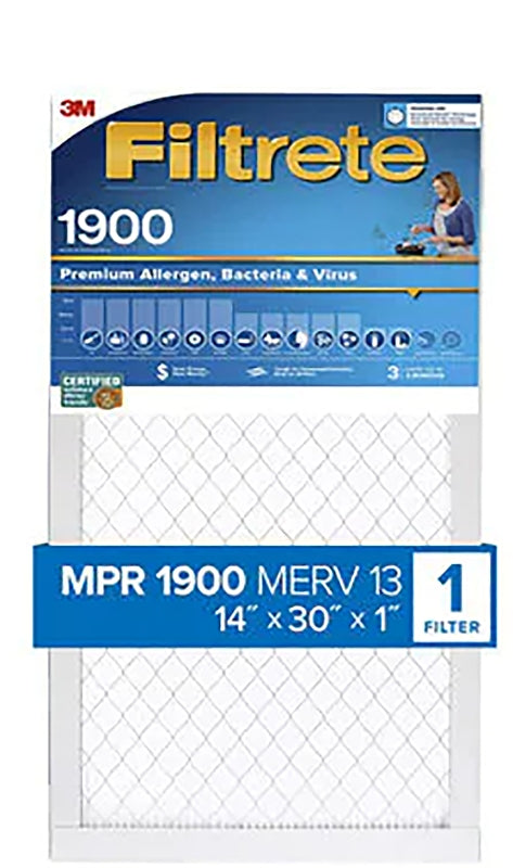 FILTRETE Filtrete UA24DC-4 Air Filter, 30 in L, 14 in W, 13 MERV, 1900 MPR, For: Air Conditioner, Furnace and HVAC System