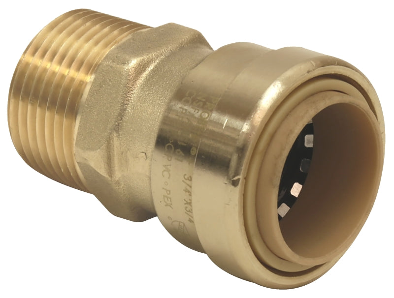 B & K INDUSTRIES B & K ProLine Series 630-103 Adapter, 1/2 in, Push-Fit x Male, Brass, 200 psi Pressure PLUMBING, HEATING & VENTILATION B & K INDUSTRIES