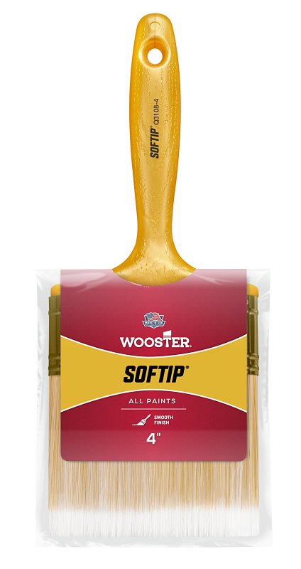WOOSTER BRUSH Wooster Q3108-4 Paint Brush, 4 in W, 3-3/16 in L Bristle, Nylon/Polyester Bristle, Beaver Tail Handle PAINT WOOSTER BRUSH
