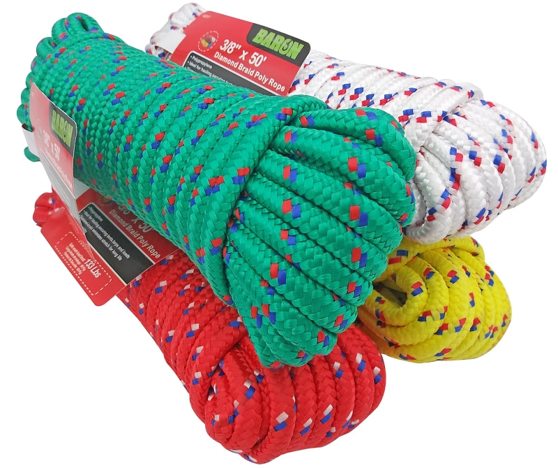 BARON Baron 42217 Rope, 3/8 in Dia, 50 ft L, 133 lb Working Load, Polypropylene, Assorted HARDWARE & FARM SUPPLIES BARON