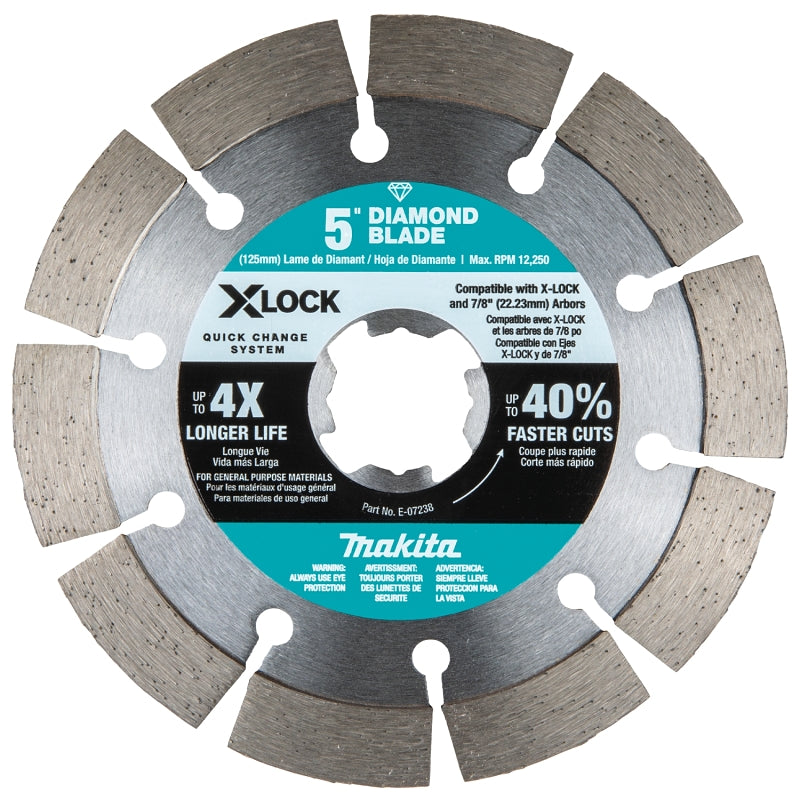 MAKITA Makita X-LOCK E-07238 Blade, 5 in Dia, 7/8 in Arbor, Segmented Rim TOOLS MAKITA