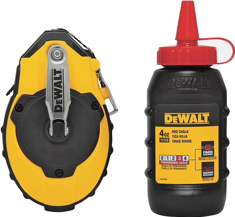 DEWALT DEWALT DWHT47374L/144 Chalk Reel Kit, 4 oz Chalk Capacity, 100 ft L Line, 3:1 Gear Ratio