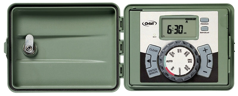 ORBIT IRRIGATION PRODUCTS Orbit 57896 Indoor/Outdoor Timer, 6 -Zone, 2 -Program, LCD Display, Plug-and-Go Mounting, Green