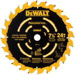 DEWALT DEWALT DW7112PT Precision Saw Blade, 7-1/4 in Dia, 24-Teeth, Carbide Cutting Edge, Applicable Materials: Wood TOOLS DEWALT
