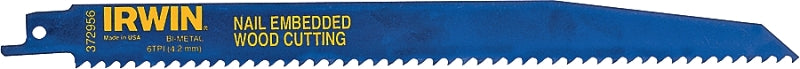 IRWIN Irwin 372956P5 Reciprocating Saw Blade, 2 in W, 9 in L, 6 TPI, Cobalt/Steel Cutting Edge
