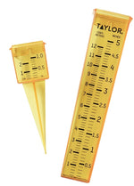 TAYLOR PRECISION PRODUCTS Taylor ClearVu 2715 Rain and Sprinkler Gauge, 5 in Rain, 1 in Sprinkler, Yellow