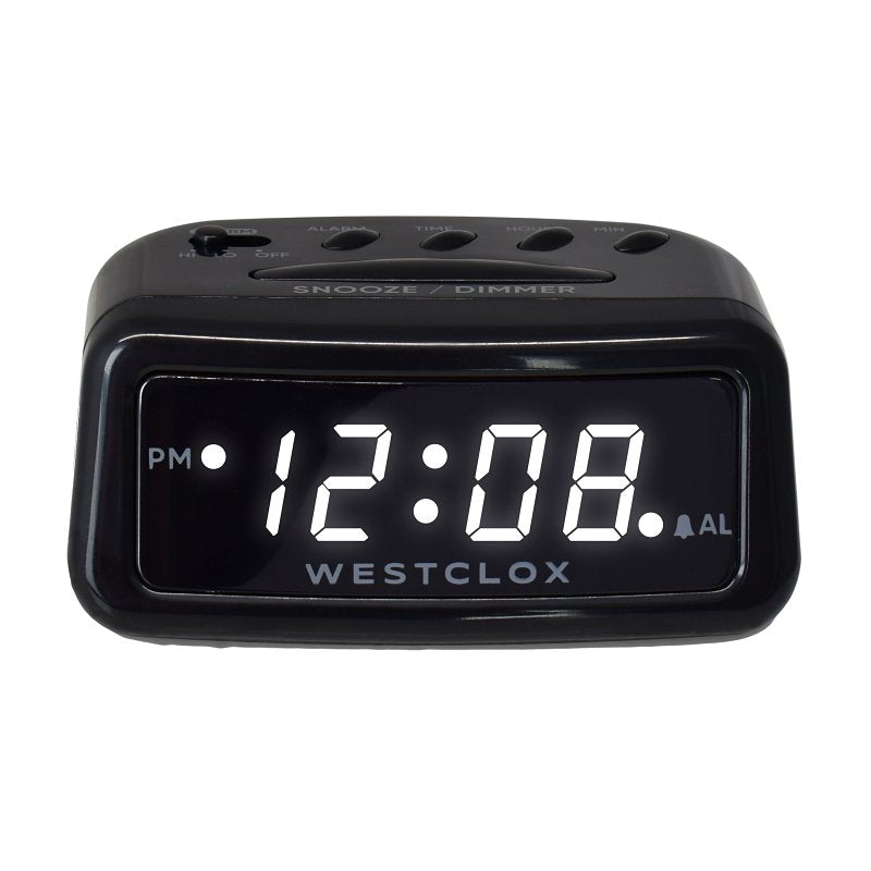 WESTCLOX Westclox 71084 Alarm Clock, AA Battery, LED Display, Plastic Case, Black Case HOUSEWARES WESTCLOX