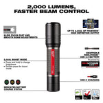 MILWAUKEE Milwaukee REDLITHIUM 2162-21 Slide Focus Flashlight, Lithium-Ion Battery, LED Lamp, 2000, 200 m Beam Distance