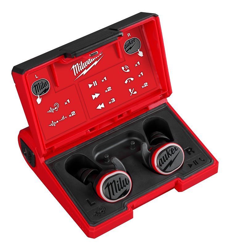 MILWAUKEE Milwaukee 2191-21 Jobsite Ear Buds, 125 Hz to 8 kHz, 5.1 Bluetooth, Lithium Battery, 55 ft Wireless Range