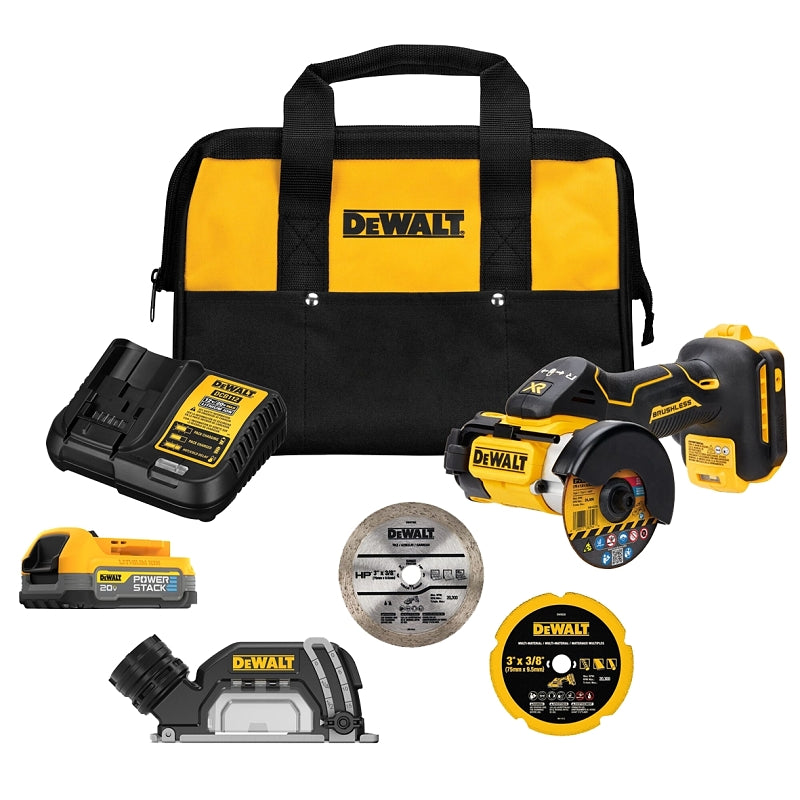 DEWALT DEWALT DCS438E1 Cordless Angle Grinder, Battery Included, 20 V, 3 in Dia Blade, 20,000 rpm Speed