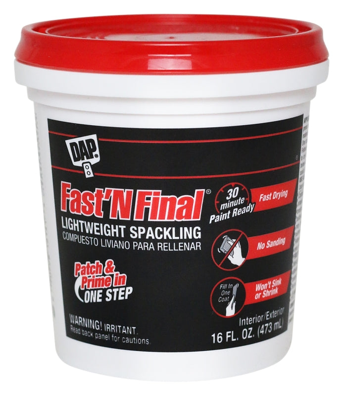 DAP DAP 12141 Lightweight Spackling, White, 1 pt Tub PAINT DAP
