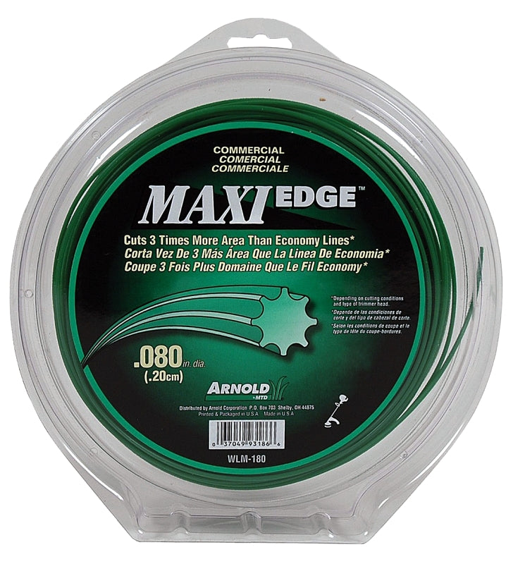 ARNOLD Arnold Maxi Edge Series WLM-180 Trimmer Line, 0.080 in Dia, 280 ft L, Polymer, Green OUTDOOR LIVING & POWER EQUIPMENT ARNOLD