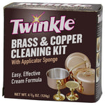 MALCO PRODUCTS Twinkle 525105 Brass and Copper Cleaning Kit, 4.4 oz, Paste, Lemon, Greenish Yellow