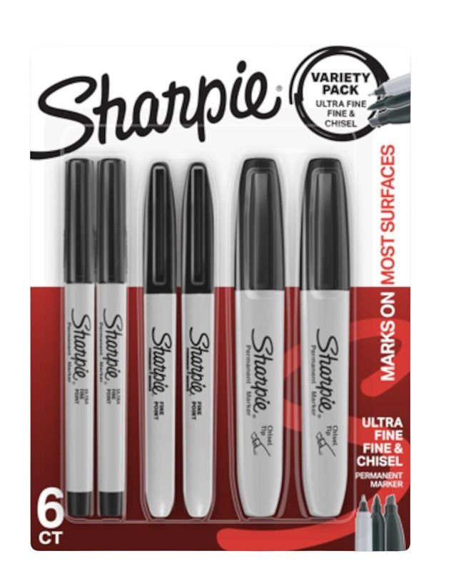 SHARPIE Sharpie 2135318 Permanent Marker, Chisel, Fine, Ultra-Fine Lead/Tip, Black Lead/Tip