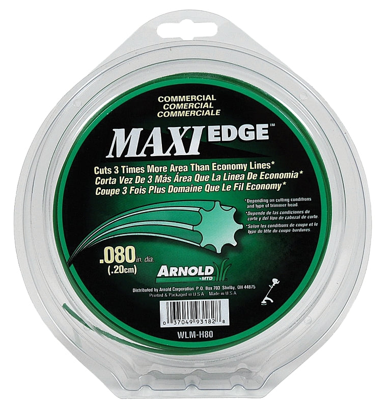 ARNOLD Arnold Maxi Edge Series WLM-H80 Trimmer Line, 0.08 in Dia, 140 ft L, Polymer, Green OUTDOOR LIVING & POWER EQUIPMENT ARNOLD