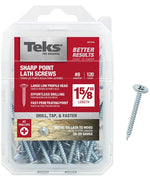 TEKS Teks 21516 Lath Screw, #8 Thread, Truss Head, Phillips Drive, Sharp Point, Steel, Zinc, 120 PK