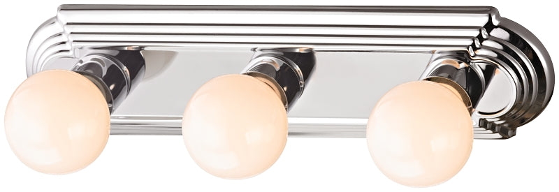 VAXCEL INTERNATIONAL Boston Harbor 046043-CHROME Vanity Bar Fixture, 100 W, 3-Lamp, G Lamp, Steel Fixture, Polished Chrome Fixture ELECTRICAL VAXCEL INTERNATIONAL