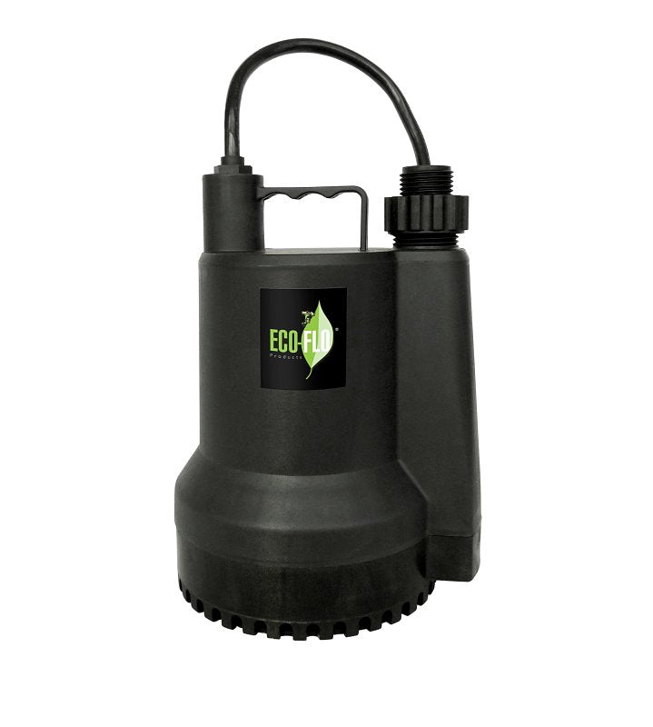 ECO-FLO Eco-Flo SUP54 Submersible Utility Pump, 115 V, 1/6 hp, 20 ft Max Head, 1680 gph, Thermoplastic PLUMBING, HEATING & VENTILATION ECO-FLO