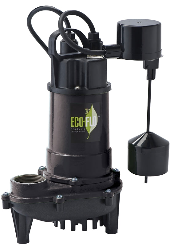 ECO-FLO Eco-Flo ECD50V Sump Pump, 8 A, 115 V, 0.5 hp, 1-1/2 in Outlet, 4400 gph