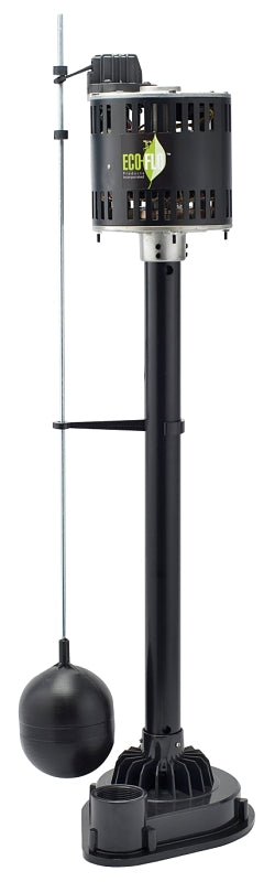 ECO-FLO Eco-Flo EPP33 Column Style Sump Pump, 1-Phase, 4 A, 115 V, 1/3 hp, 1-1/2 in Outlet, 18 ft Max Lift Head, 3000 gph PLUMBING, HEATING & VENTILATION ECO-FLO