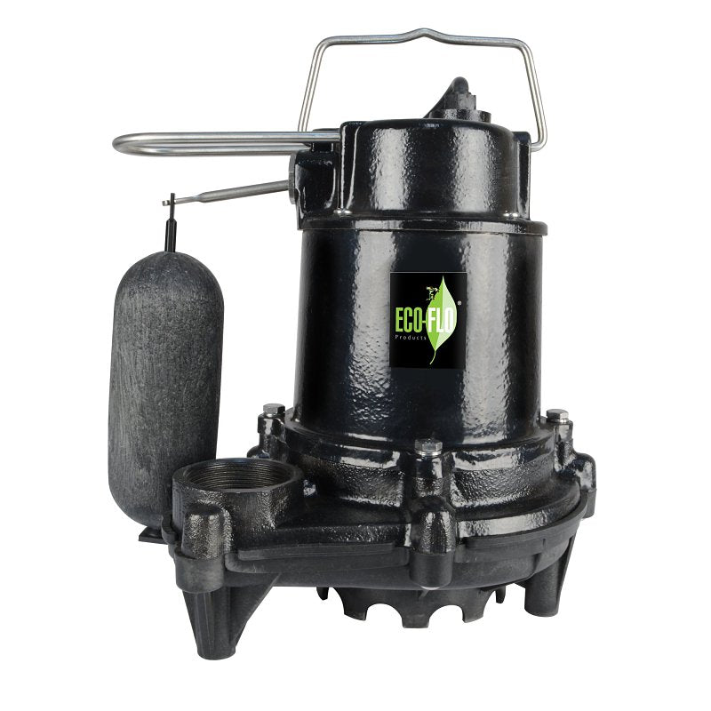ECO-FLO Eco-Flo EFSA50 Sump Pump, 115 V, 1/2 hp, 1-1/2 in Outlet, 26 ft Max Lift Head, 5100 gph, Cast Iron Impeller PLUMBING, HEATING & VENTILATION ECO-FLO